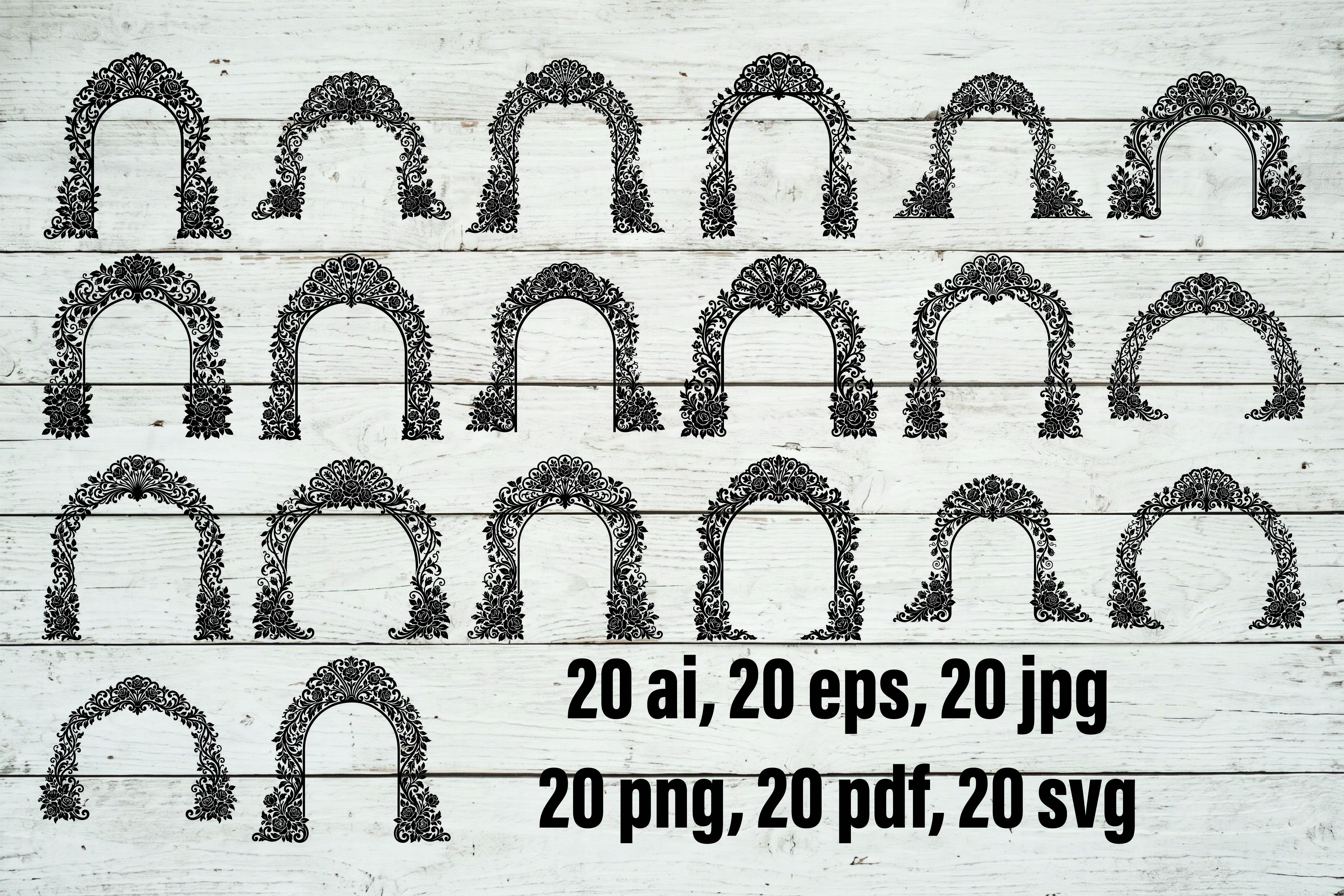 Frame Pixilated Floral Arch Frame SVG Bundle Graphic by teescripts · Creative Fabrica
