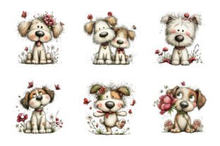 Floral Dogs Breed Whimsical Clipart Set Graphic by PRO DESIGN ...