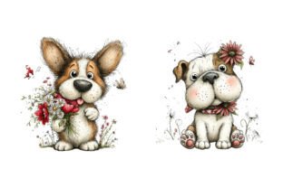 Floral Dogs Breed Whimsical PNG Bundle Graphic by KDP TEMPLATES ART ...