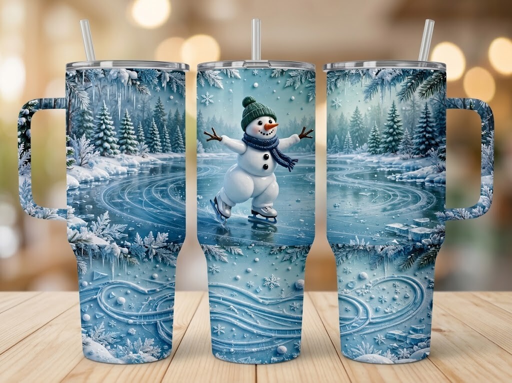 Ice Skating Snowman Tumbler Design Graphic by Perfect Designs ...