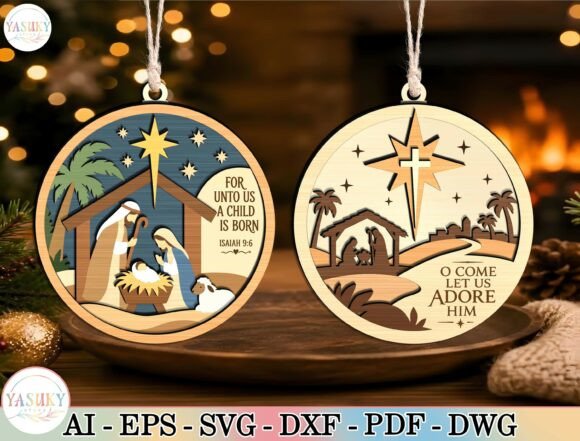 Nativity Christmas Ornament SVG Bundle (Design 2) laser cut file