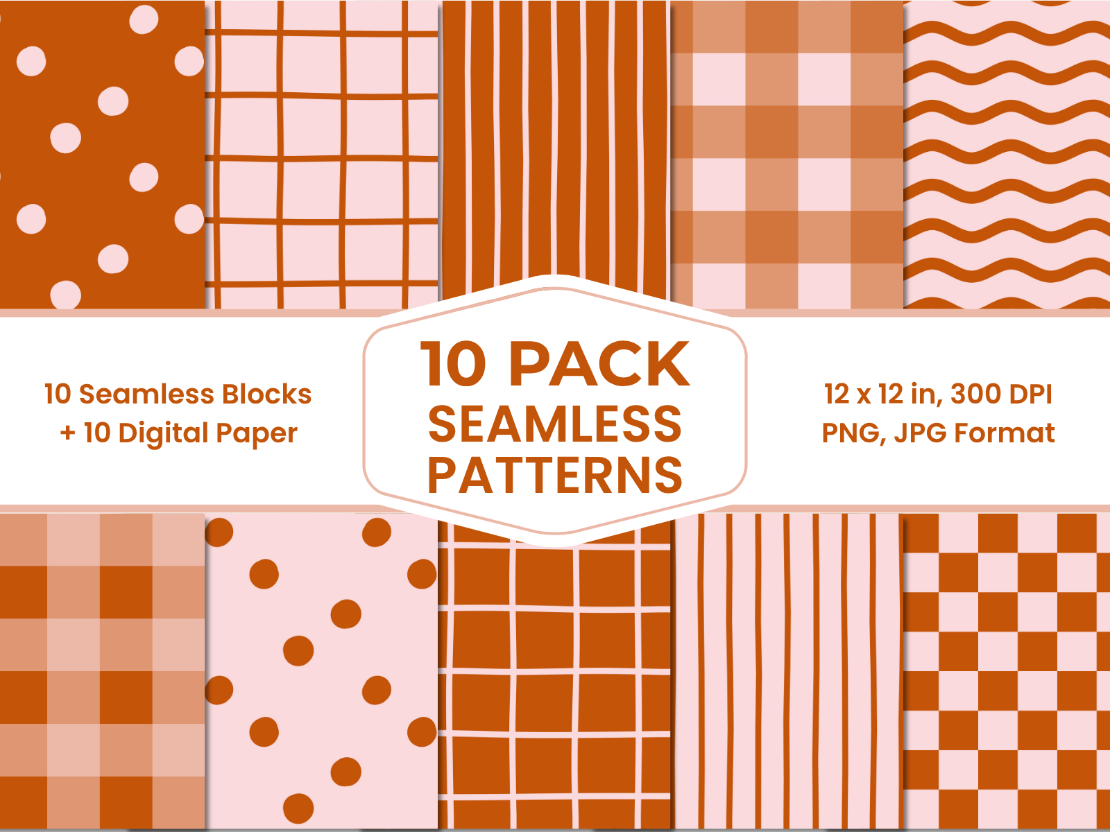 Orange Pink Geometric Seamless Patterns Graphic by designpatterneer ...