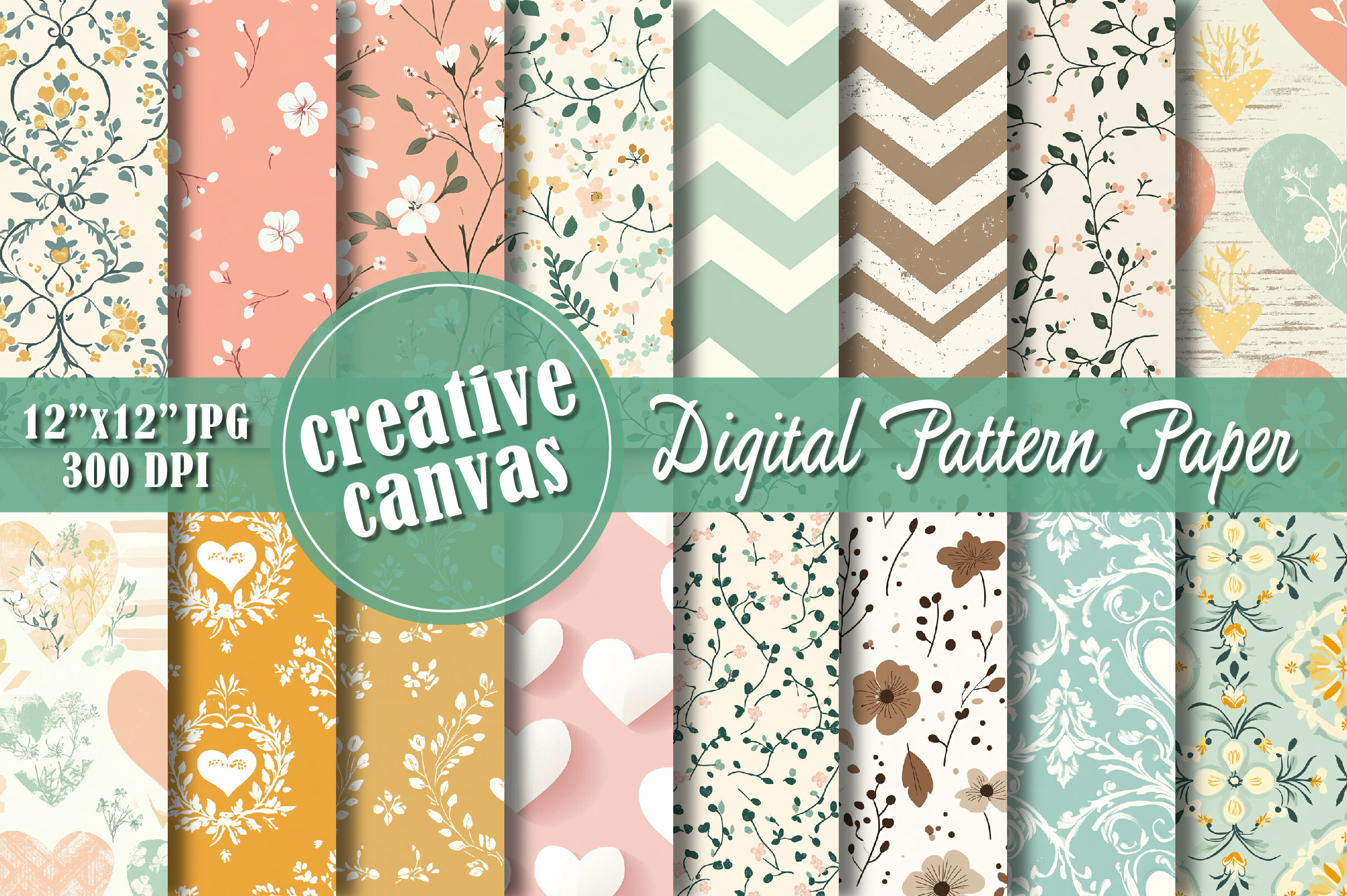 Pastel Floral Hearts Seamless Pattern Graphic by Creative Canvas ...