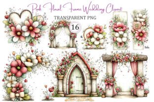 Pink Floral Frame Wedding Clipart Bundle Graphic by KDP TEMPLATES ART ...