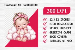 Pink Sleeping Baby Clipart Bundle PNG Graphic by Black Cat · Creative ...