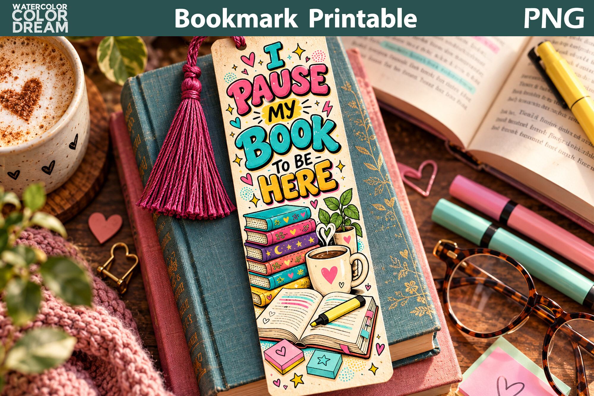 Retro Cartoon Bookmark Graphic by WatercolorColorDream · Creative Fabrica
