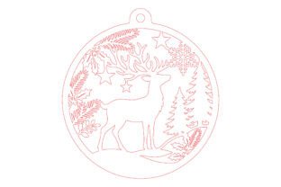 Round Reindeer Forest Laser Cut Ornament · Creative Fabrica