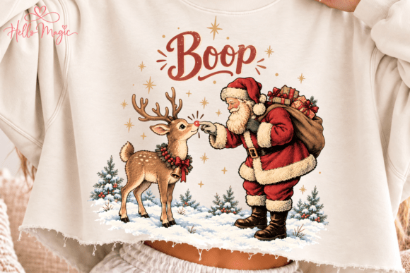 Santa Reindeer Boop Christmas PNG