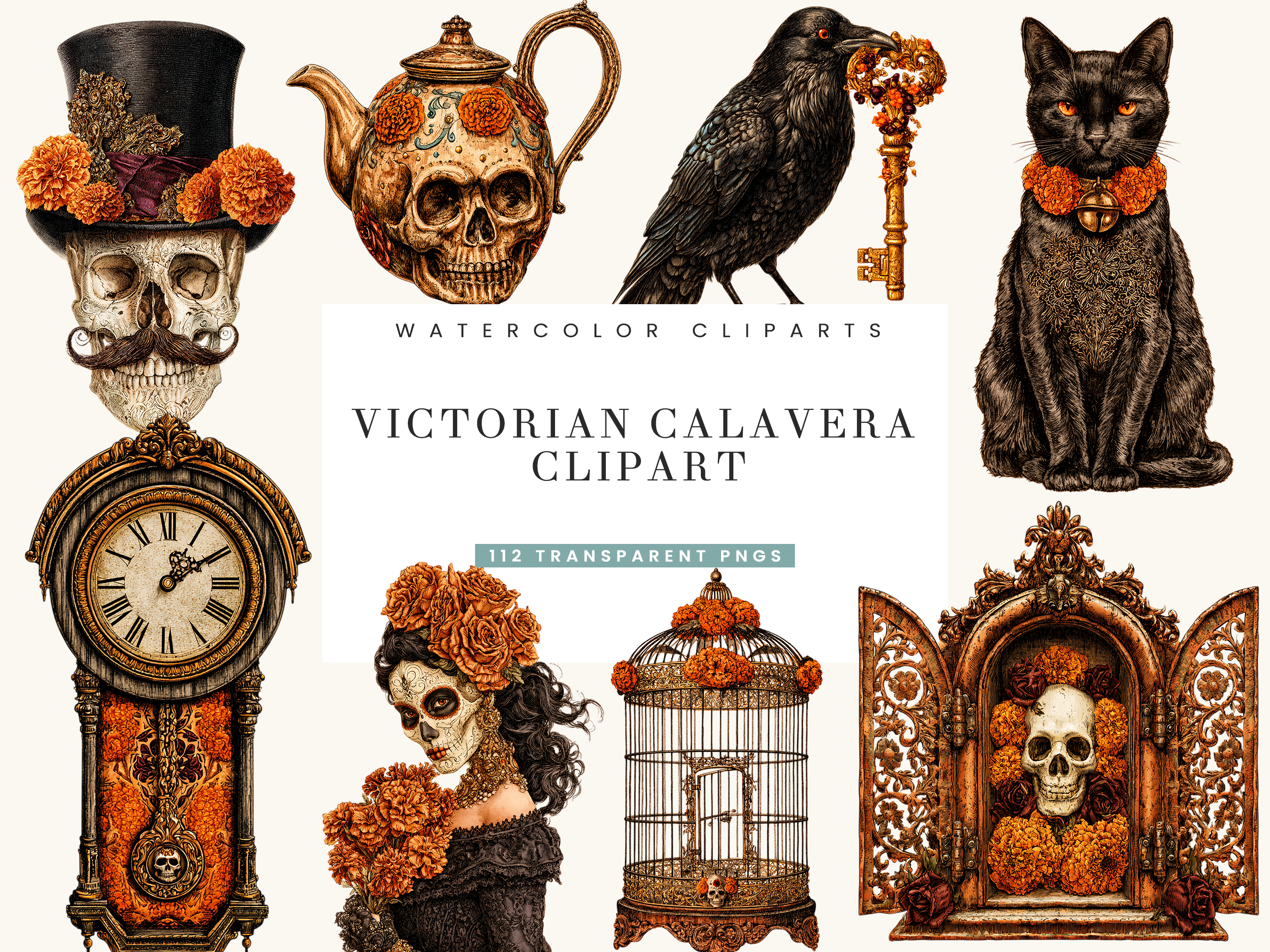 Victorian Calavera Clipart Graphic by busydaydesign · Creative Fabrica