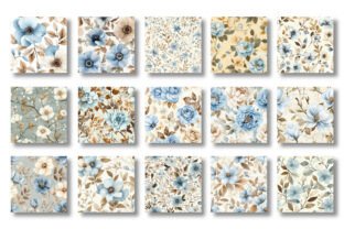 Vintage Blue Blossom Pattern Bundle Graphic by Creative Canvas ...