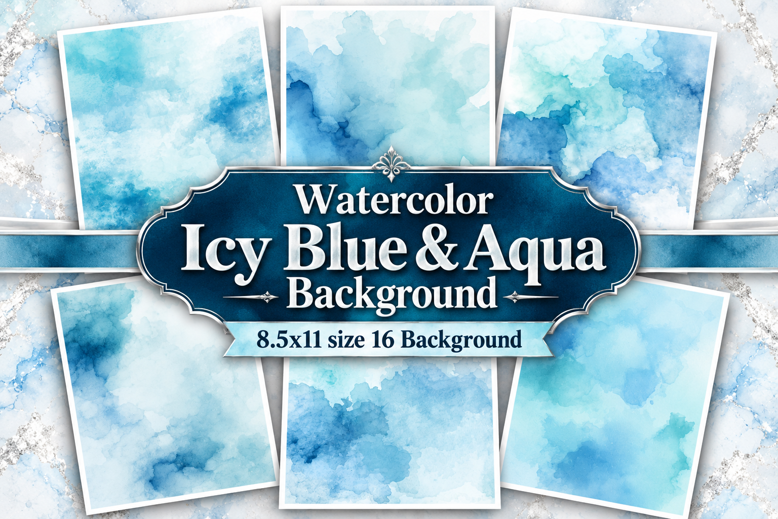 Watercolor Icy Blue & Aqua Background Graphic by Printable Design ...