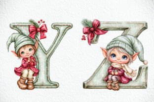 Santa Elf Project Whimsical Christmas Elf Alphabet Clipart Graphic by Craft Art ...