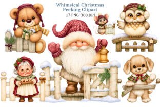 Whimsical Christmas Peeking Clipart Set Graphic by PRO DESIGN ...