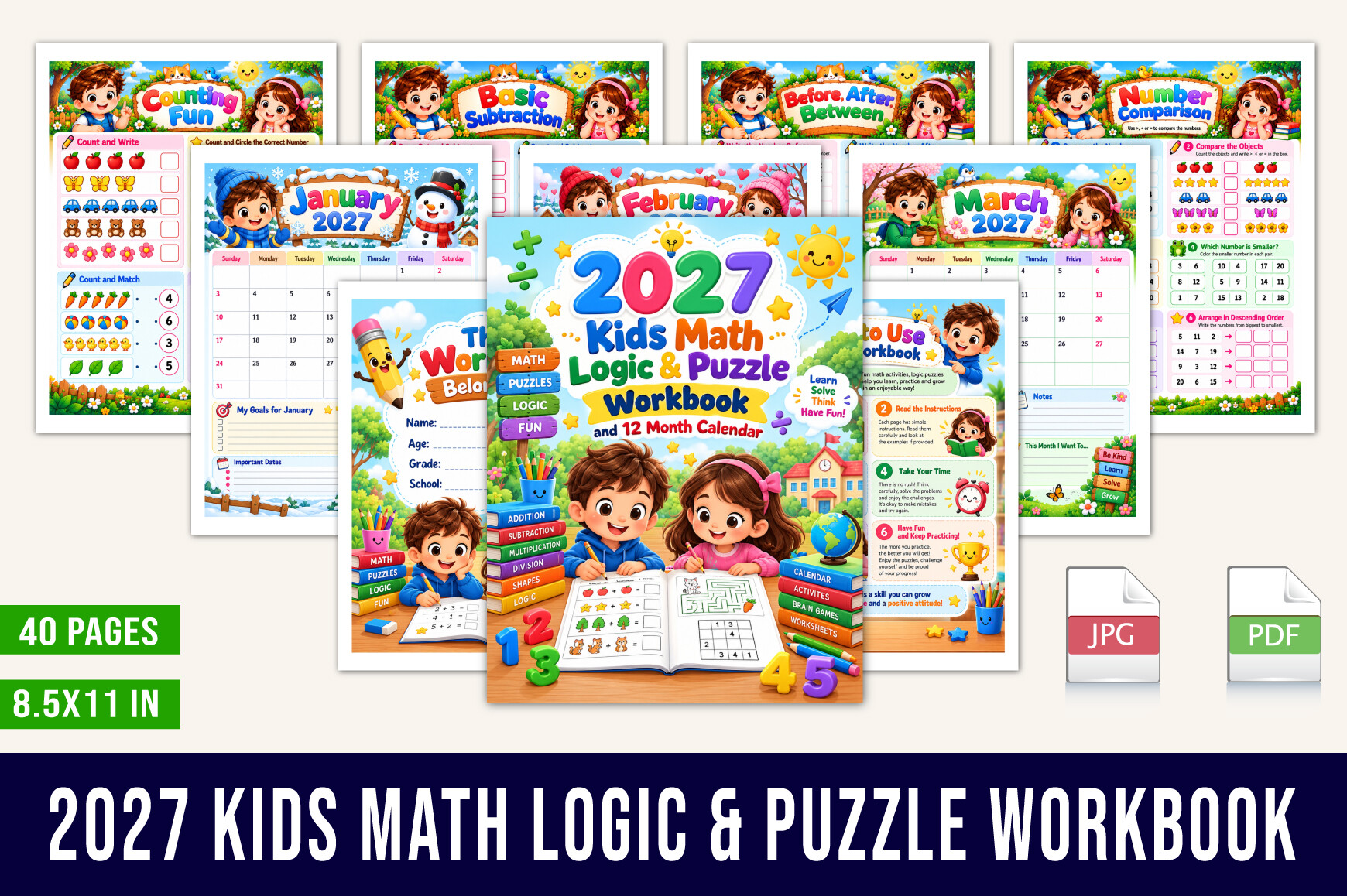 📘 2027 Kids Math Logic & Puzzle Workboo Graphic by designmela01 ...