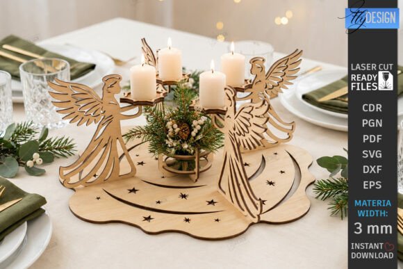 3D Christmas Candle Holder Laser Cut (Design 5) laser cut file