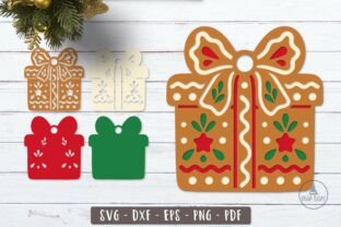 Layered Ribbon Svg 3d Gingerbread Christmas Gift Box SVG · Creative Fabrica