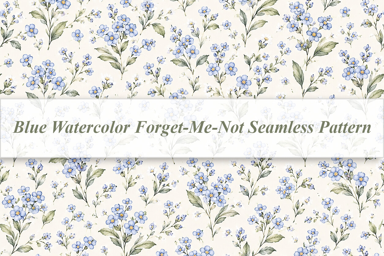 Blue Forget-Me-Not Seamless Pattern Graphic by N`Design · Creative Fabrica