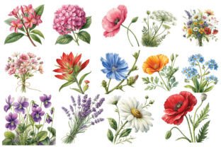 Botanical Flower Graphics Botanical Flowers Clipart Bundle Graphic by Clipart Mart · Creative Fabrica