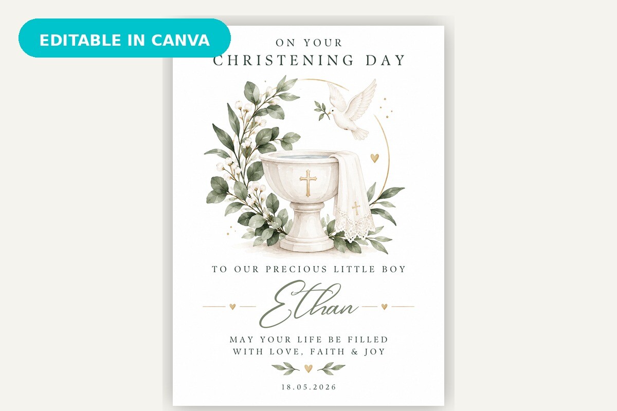 Boy Christening Invitation Card Graphic by MS Roster · Creative Fabrica