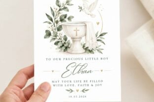 Boy Christening Invitation Card Graphic by MS Roster · Creative Fabrica