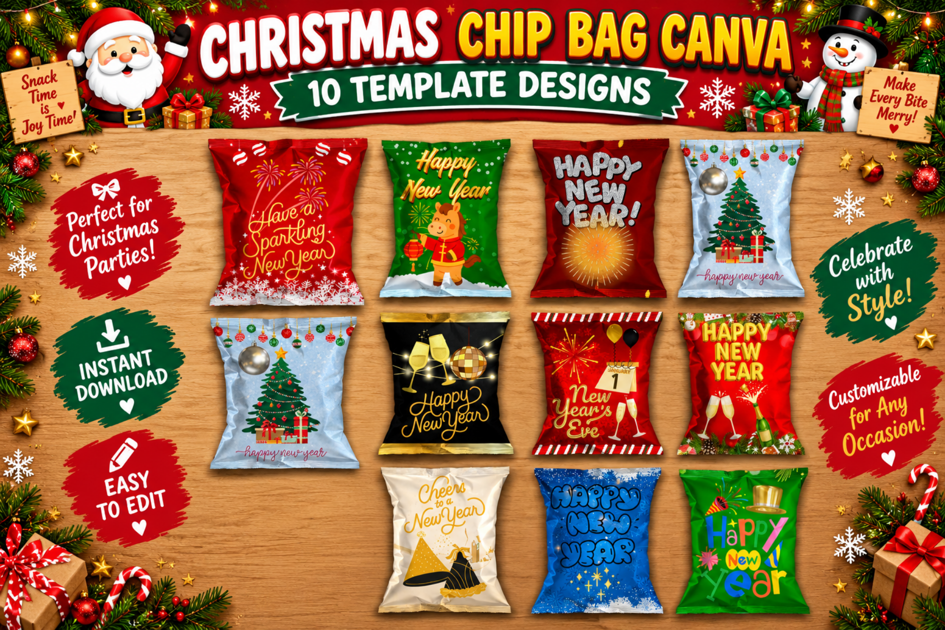 Christmas Chips Bags Canva Template Graphic by freshzone228 · Creative ...