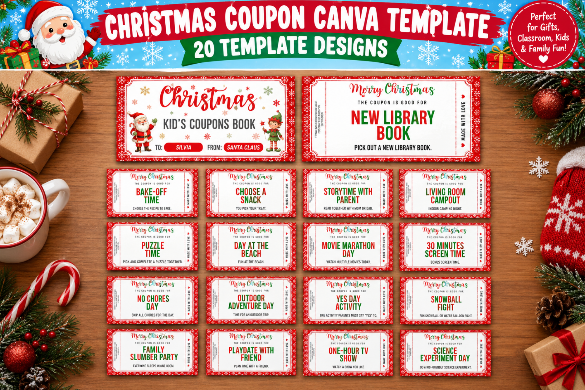 Christmas Coupon Book for Kids Template Graphic by freshzone228 ...