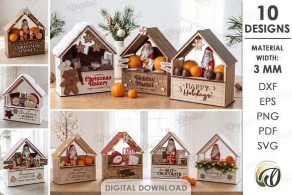 Christmas Market Stalls Bundle Laser Cut laser cut file
