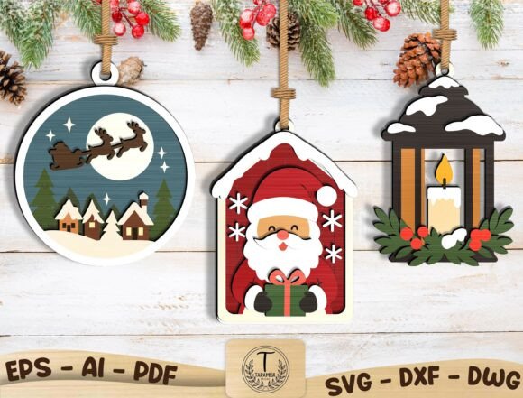 Christmas Ornament SVG Bundle (Design 13) laser cut file