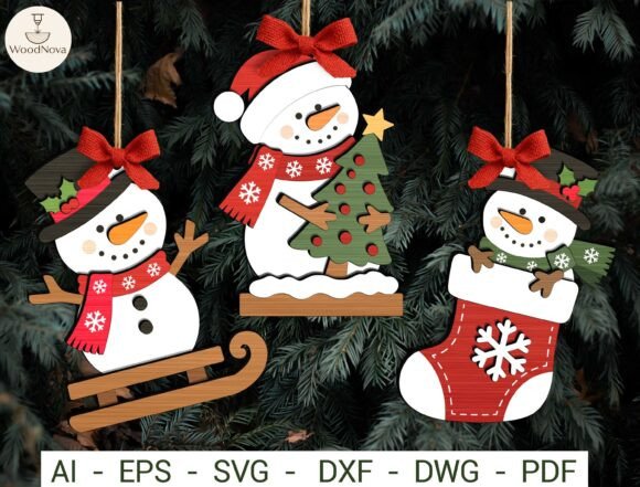 Christmas Snowman SVG Bundle laser cut file