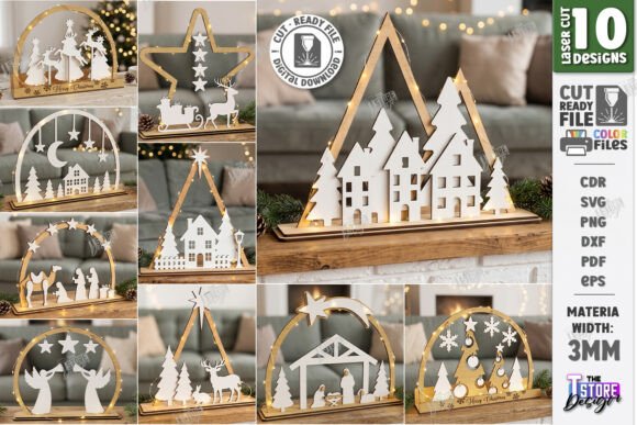 Christmas Table Decor Laser Cut Bundle laser cut file