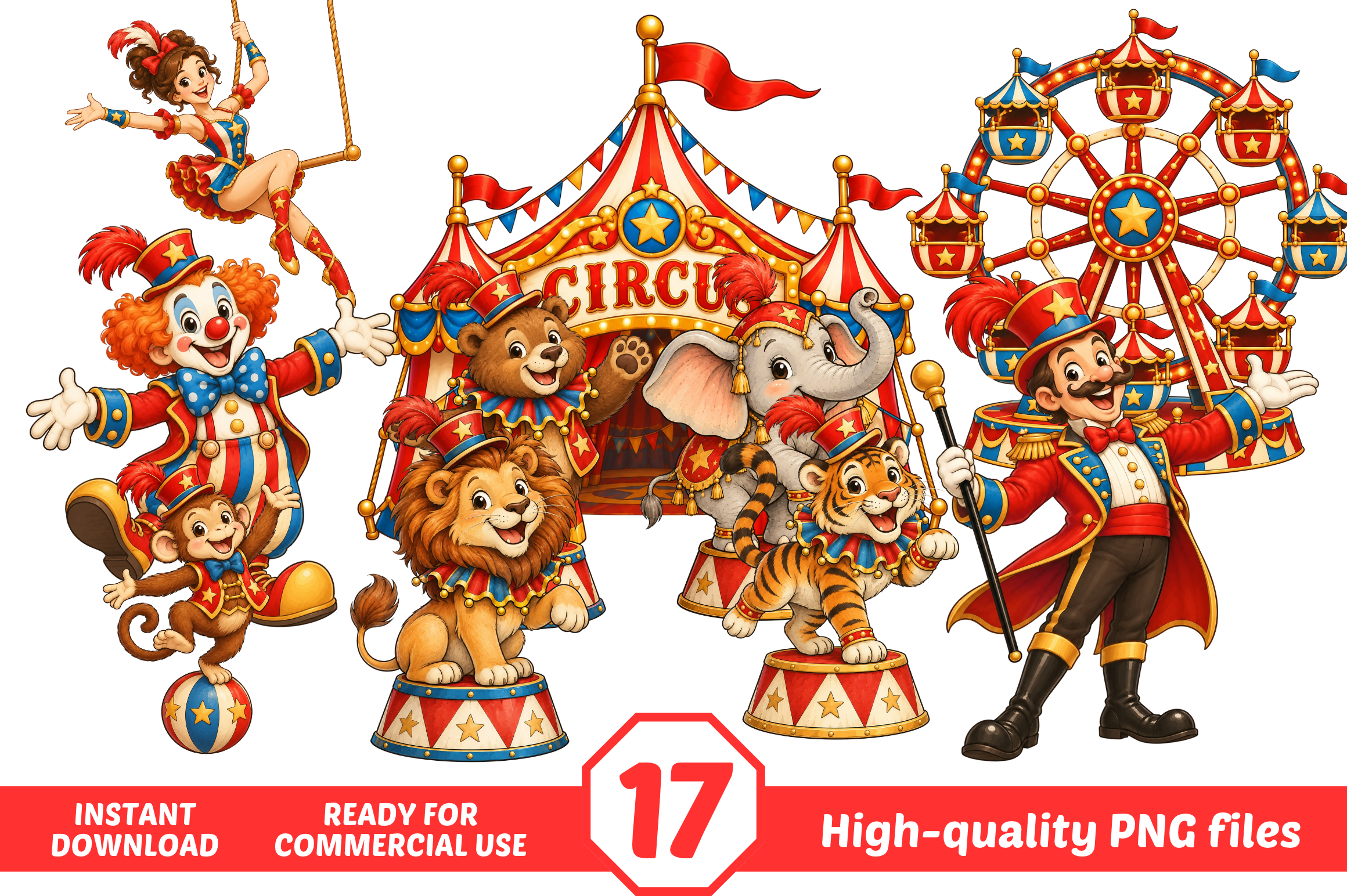 Circus PNG Bundle, Sublimation Designs Graphic by DesignedByAndreaD ...
