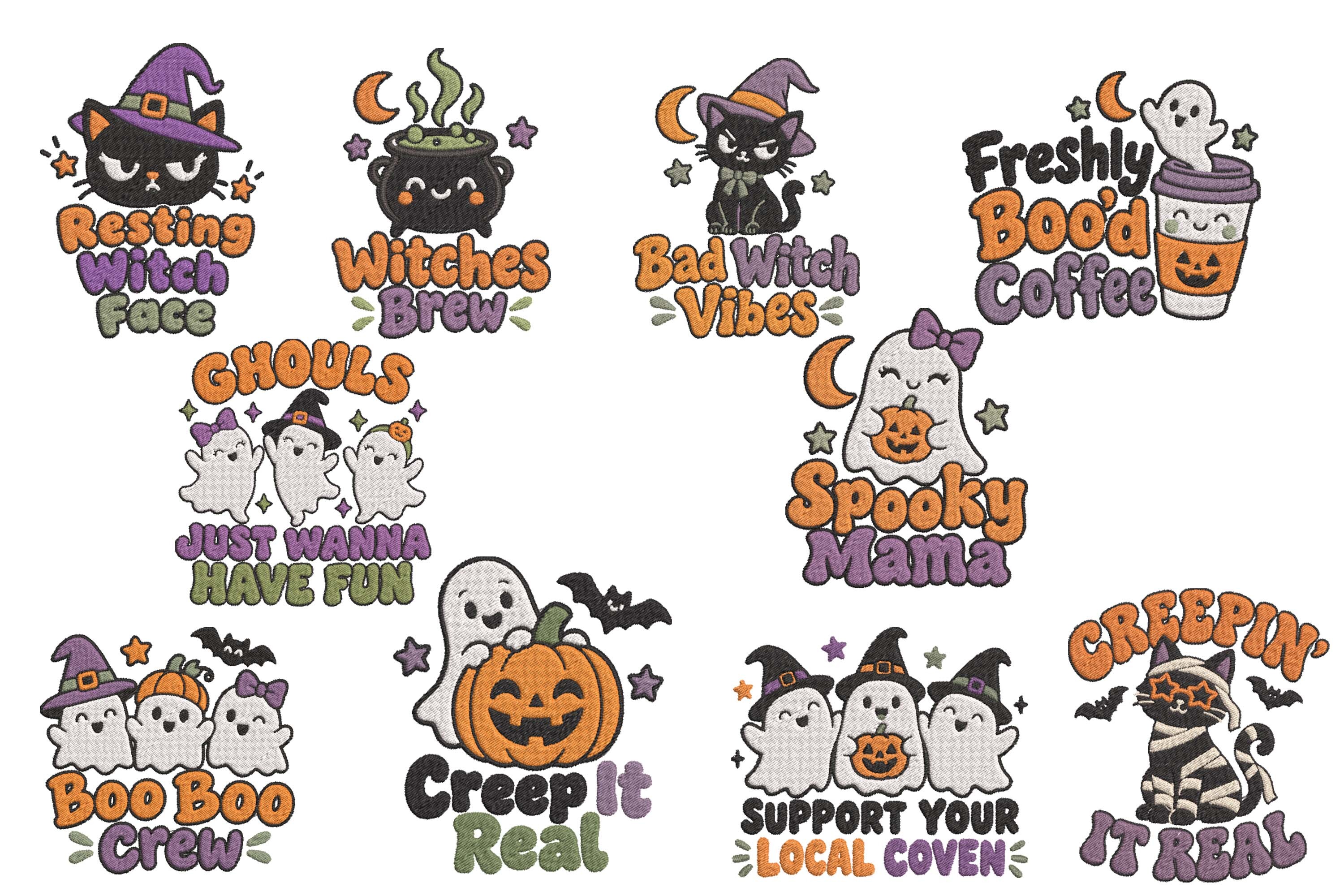 Cute Spooky Halloween Witch Sayings Set · Creative Fabrica