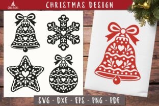 Layered Ribbon Svg Gingerbread Christmas Ornaments SVG Bell Graphic by Olga Boat Design ...