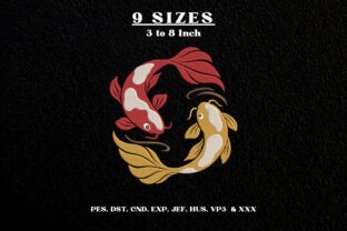 Zen Fish Design Koi Fish Yin Yang Embroidery Design DST ยท Creative Fabrica