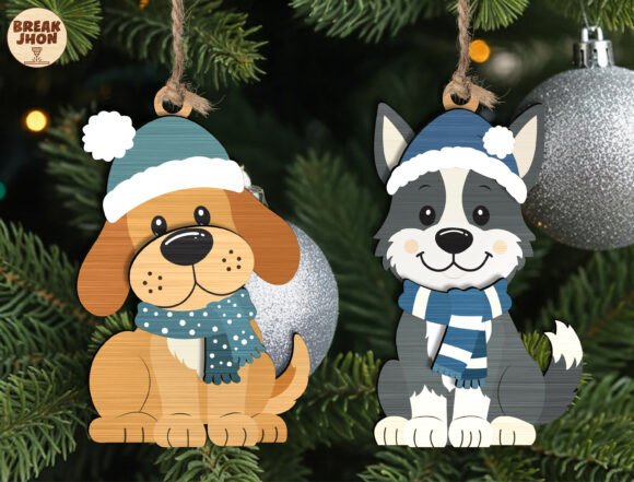 Layered Christmas Animal Ornament SVG laser cut file