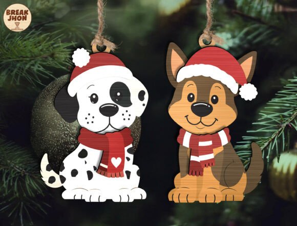 Layered Christmas Dog Ornament SVG laser cut file