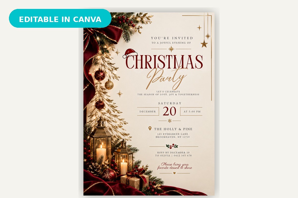 Luxury Christmas Party Invitation Graphic by MS Roster · Creative Fabrica