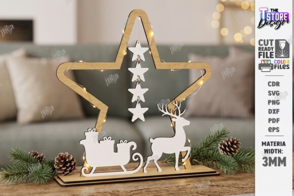 Minimalist Wooden Christmas Table Decor laser cut file