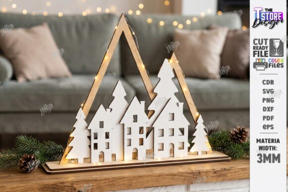 Minimalist Wooden Christmas Table Decor (Design 3) laser cut file