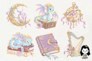 Pastel Romantasy Dragon Clipart Graphic by Cat Lady · Creative Fabrica
