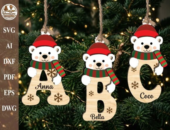 Personalized Christmas Name Ornament SVG laser cut file