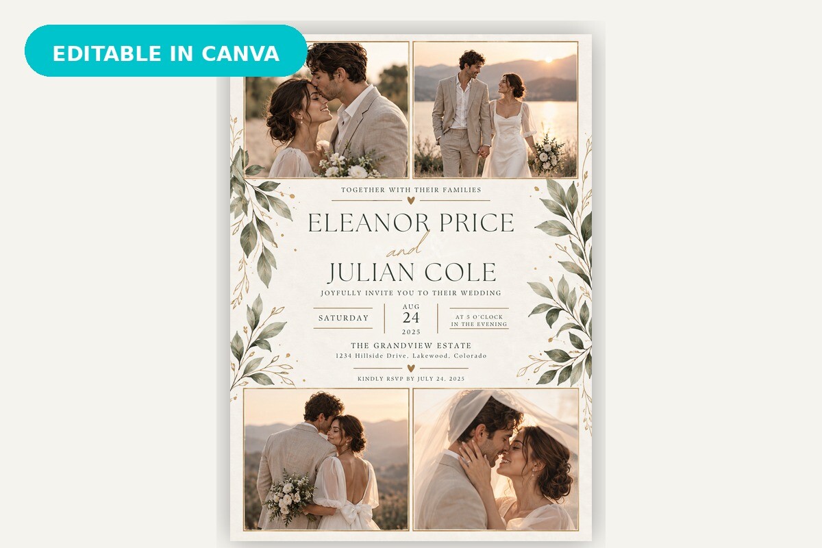 Graph Photo Cards Photo Wedding Invitation Card Graphic by MS Roster · Creative Fabrica