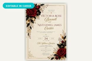 Red Rose Wedding Invitation Card Graphic by MS Roster · Creative Fabrica