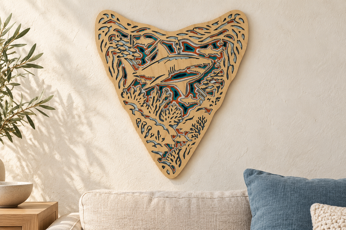 Shark Project Drawings Shark Tooth Mandala Wall Art Graphic by Pamlico Creations Β· Creative ...