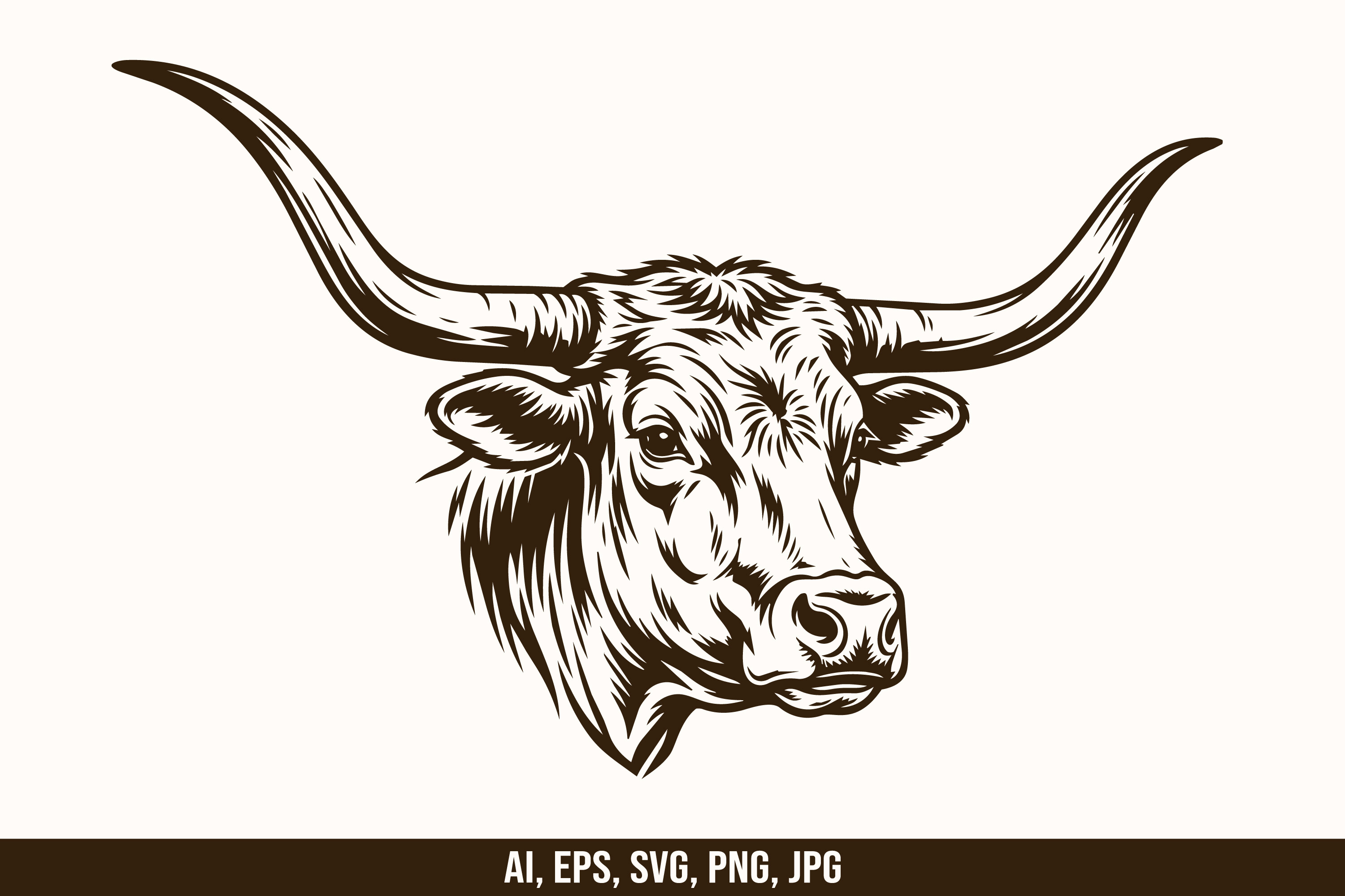 Texas Longhorn Head Vector SVG Graphic by raulyufitraf · Creative Fabrica