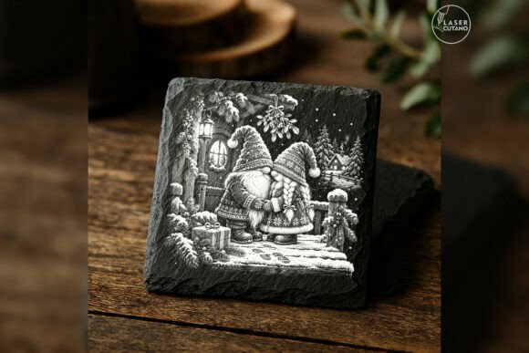 The Mistletoe Gnome Sweethearts - Gnomes & Elves Christmas Laser Engraving PNG laser cut file