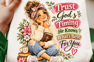 Trust Gods Timing Christian Girl PNG Graphic by SvgCuttingShop ...