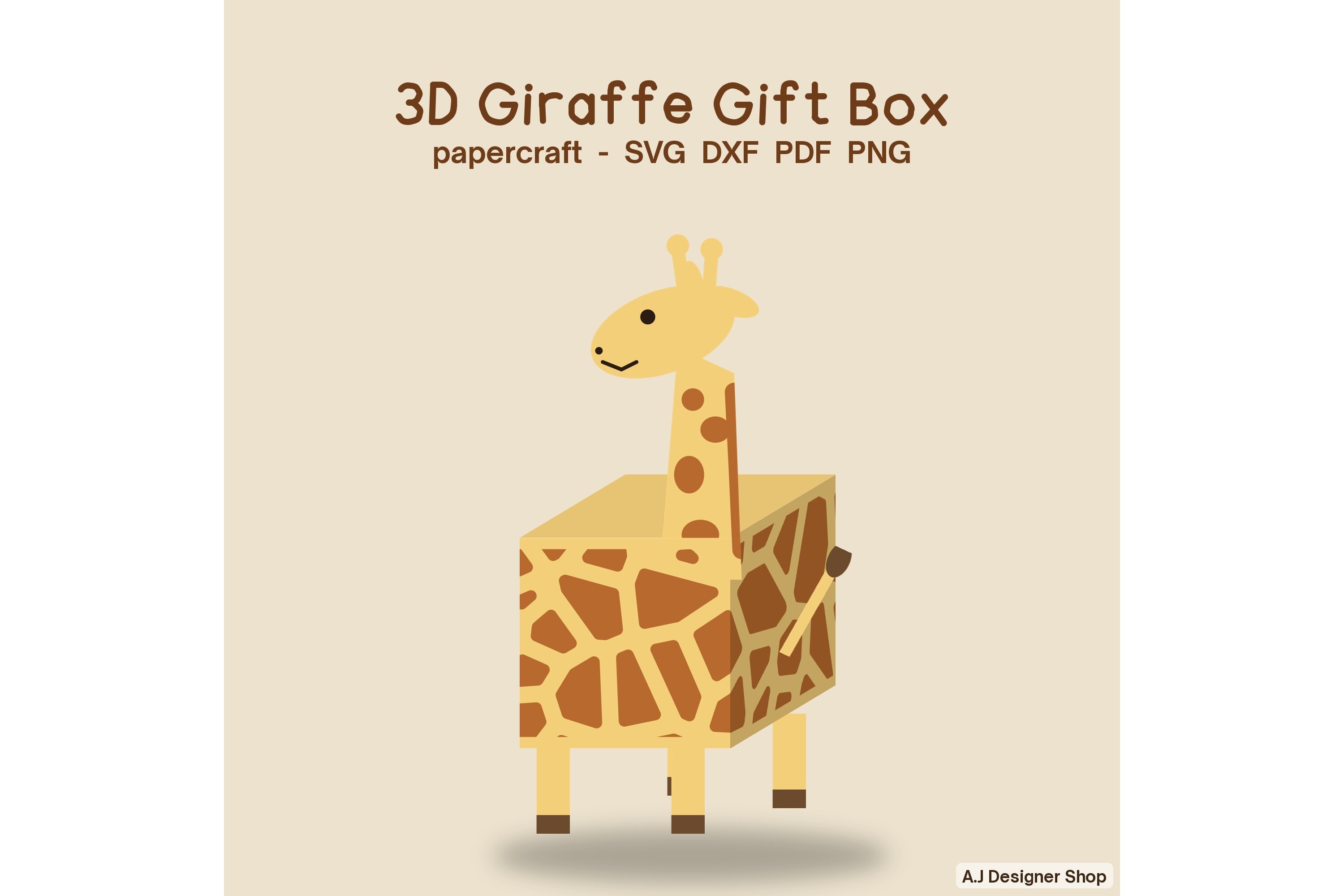 Box File Giraffe 3D Giraffe Gift Box Papercraft SVG · Creative Fabrica