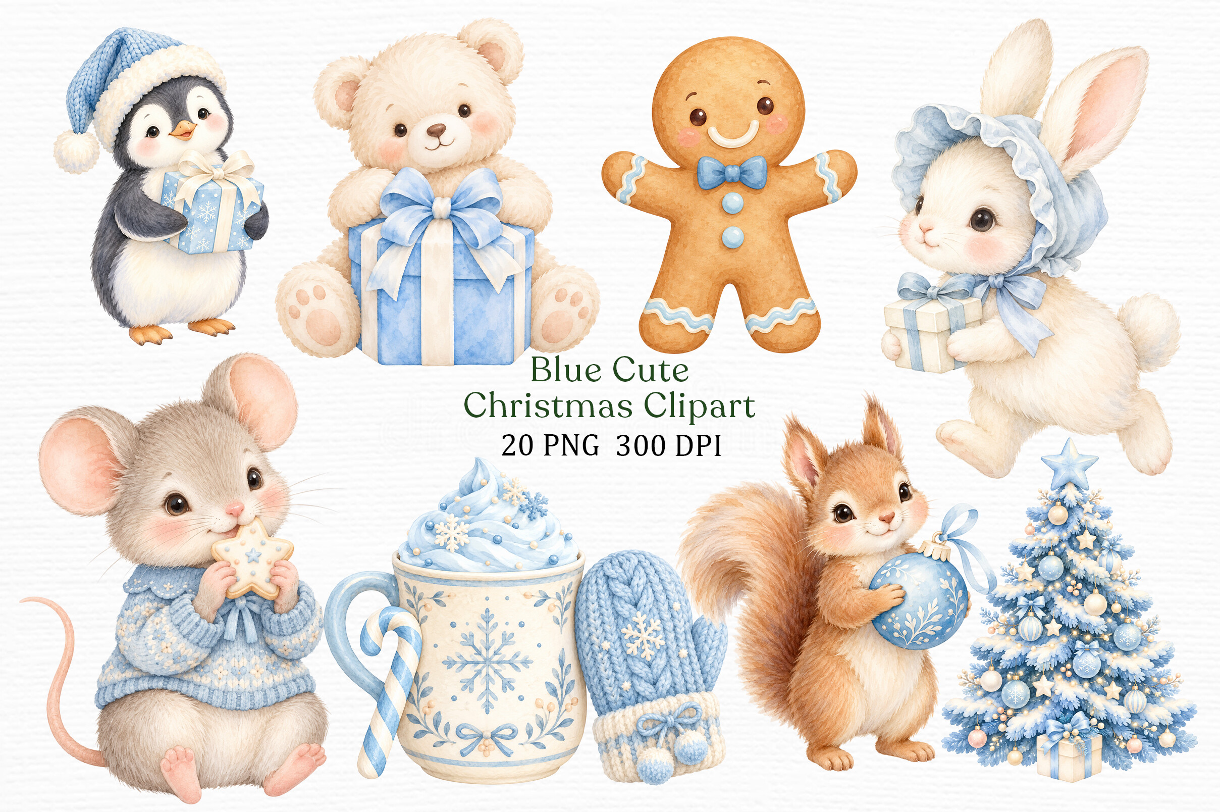 Zone Template Cursive Blue Cute Christmas Clipart Graphic by PLAY ZONE · Creative Fabrica