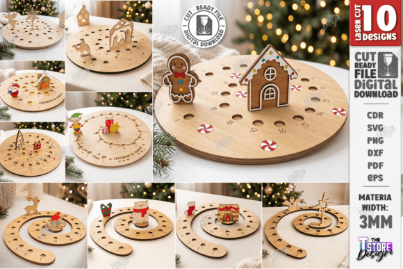 Christmas Advent Calendar Laser Bundle (Design 1) laser cut file